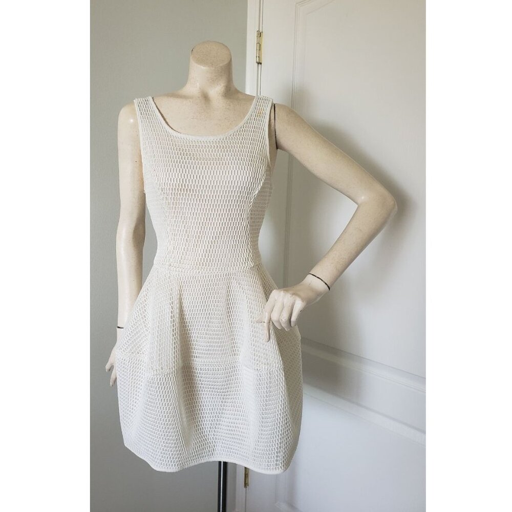 White Lined Fish Net Puff Skirt Tank top dress